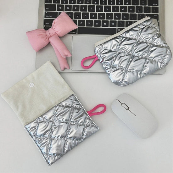 Compact Silver Zipper Pouch