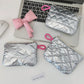 Compact Silver Zipper Pouch