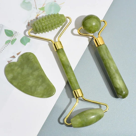 Natural Jade Face Roller & Gua Sha Set