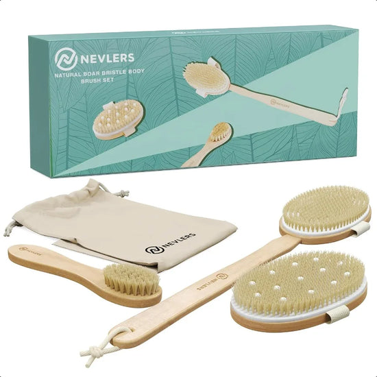 Natural Boar Bristle Dry Brushing Set