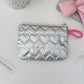 Compact Silver Zipper Pouch